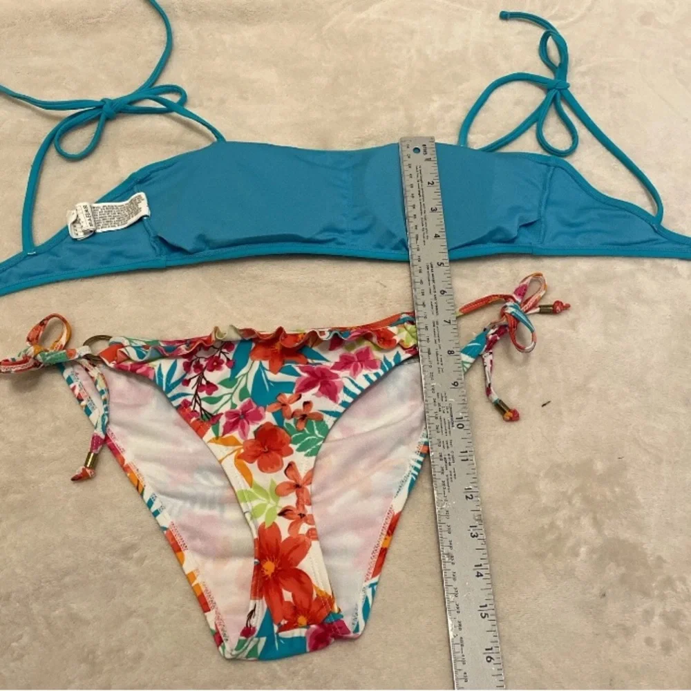 Blue and Floral Bikini Set